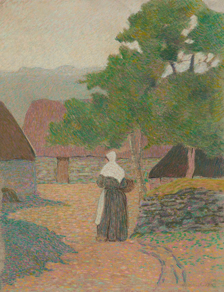 Paysage paysanne allant à sa ferme 1887