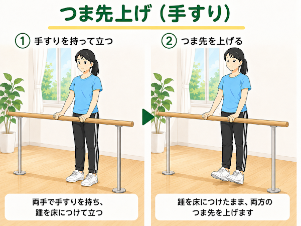 つま先上げ（手すり）