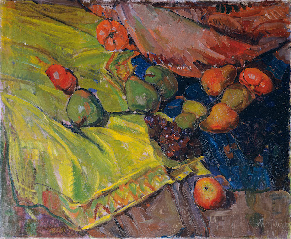 Stillleben Mit Früchten Auf Grünem Tuch 1911