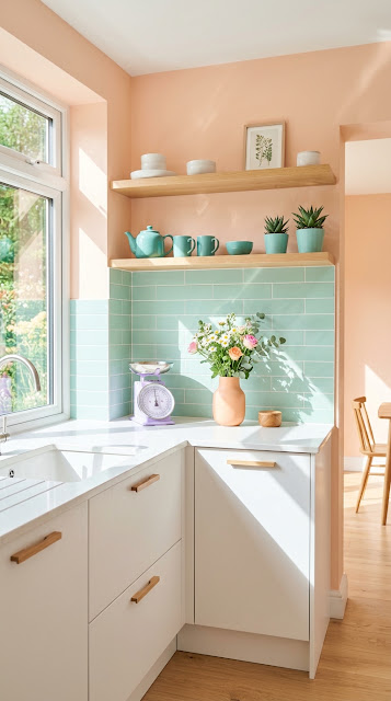 Minimalist Kitchen Interior with Pastel Colors and Scandinavian Design - Free mobile Wallpaper