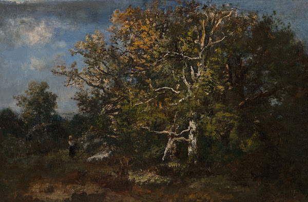 Paysanne dans la forêt dautomne