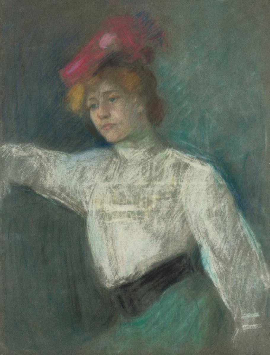 Portrait of a woman in a red hat 1900