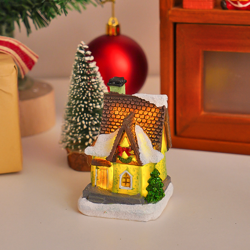 Illuminated Christmas Miniature House made of Resin