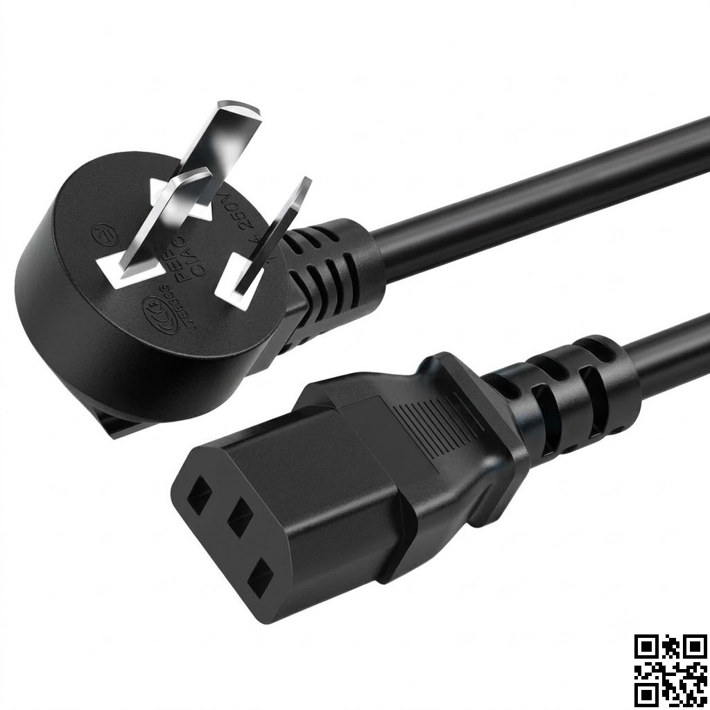 Dây Cáp Nguồn AC 10A 220V Dài 1m, C13 IEC Nối Phích Cắm Type I