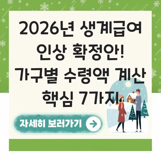 2026년 생계급여 인상 확정안 및 가구원수별 실제 월 수령액 계산 방법 대표 이미지