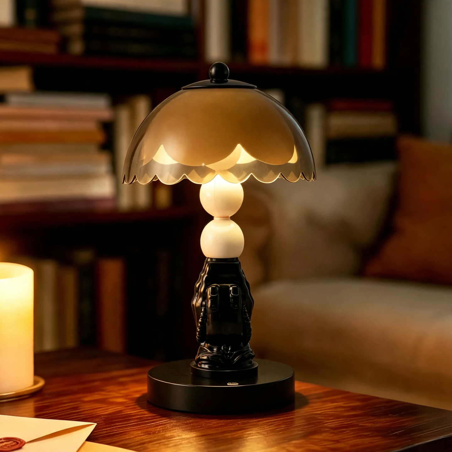 Bedside lamp with hands motif, modern