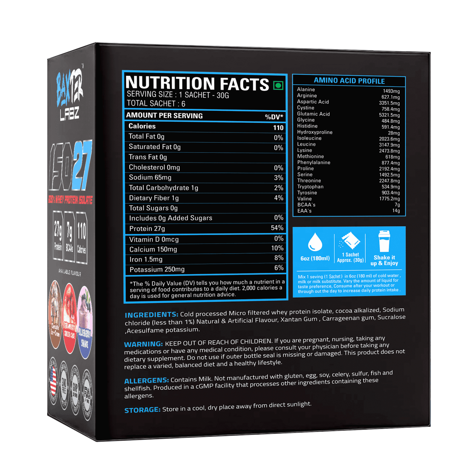 Baxter Labz ISO 27 (6- Sachets Pack) — Assorted Flavours, 6 Sachets Pack
