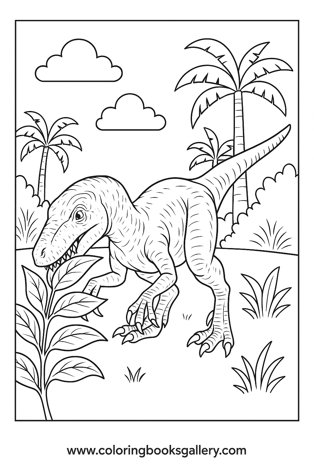 Explore the World of Dinosaurs with Our Velociraptor Coloring Page – free coloring page for kids