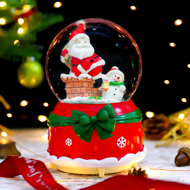 Christmas Glass Globe Music Box with Light