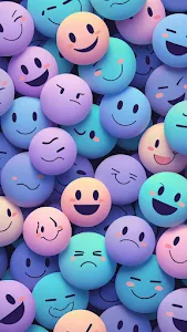 Colorful 3D Emoji Faces in Gradient Pastels