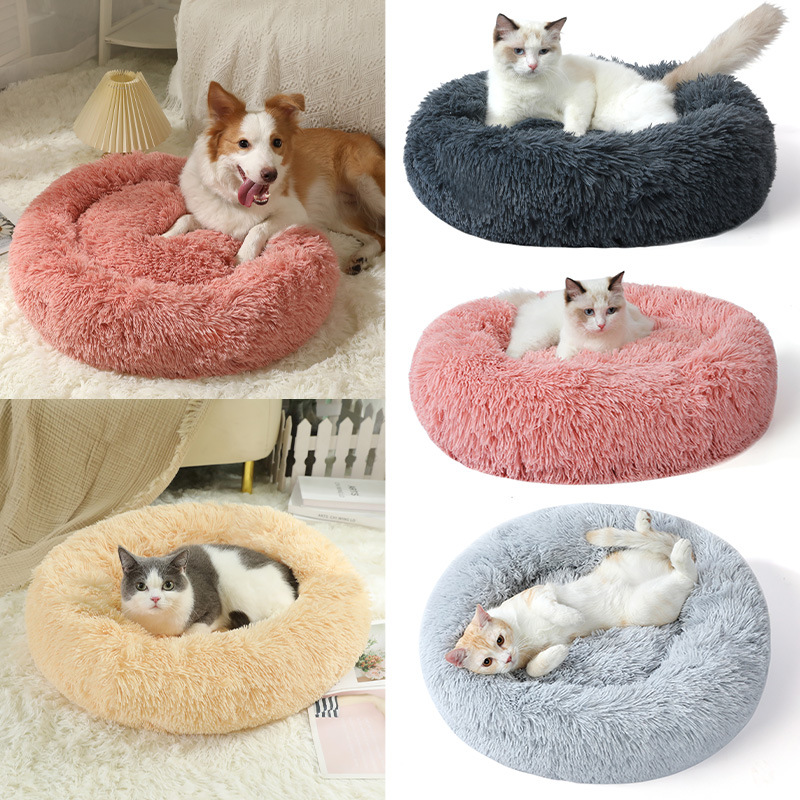 Flauschiges Katzenbett, rund, wärmend