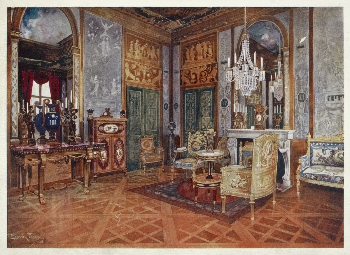 Salon de musique of Queen Marie Antoinette Palace of Fontainebleau France 1910