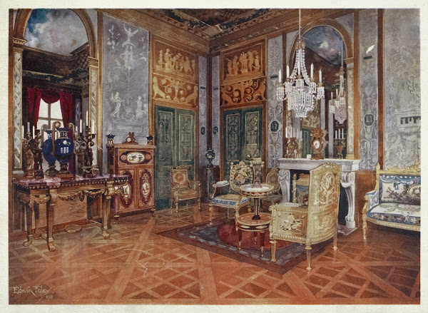 Salon de musique of Queen Marie Antoinette Palace of Fontainebleau France 1910