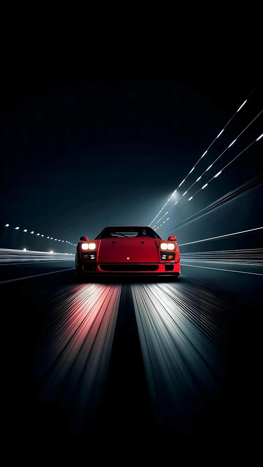 Ferrari F40 Speeding At Night - Digital Art Full HD iPhone Wallpaper (1152x2047)