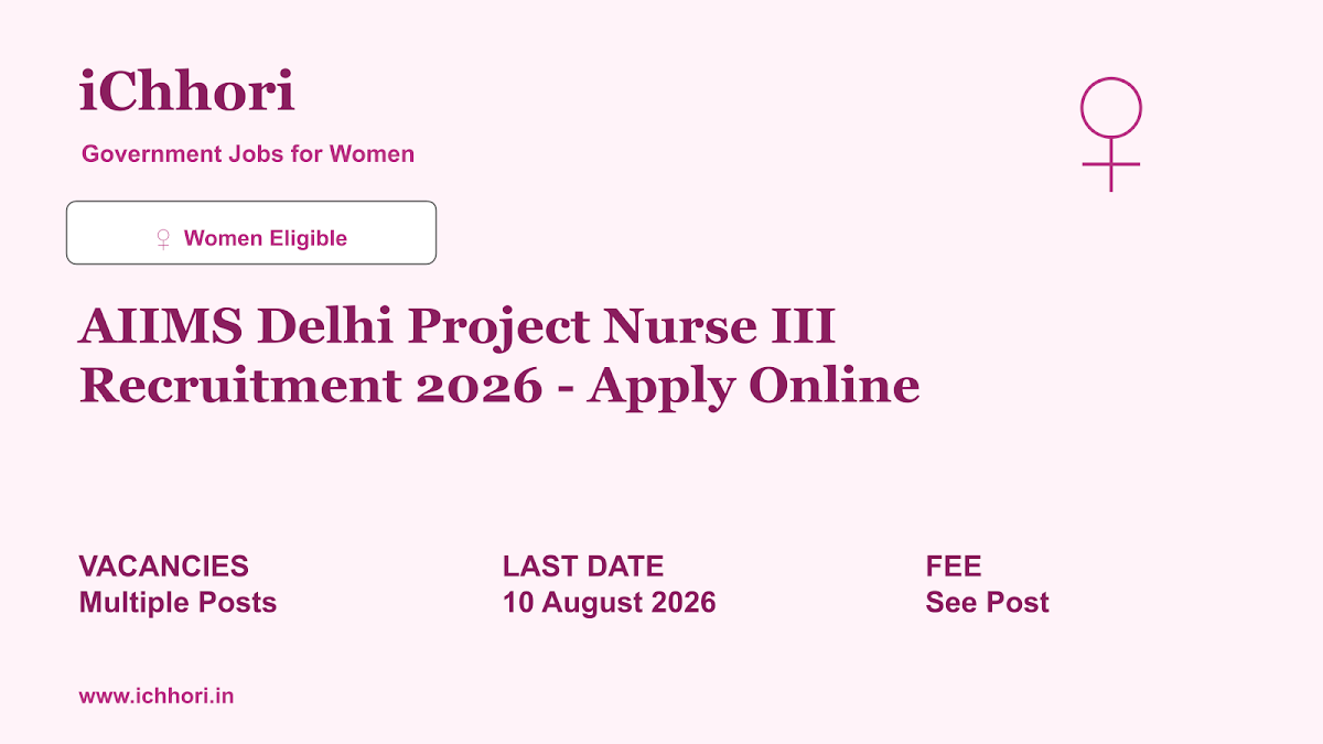 AIIMS Delhi Project Nurse III Recruitment 2026 - Apply Online - iChhori