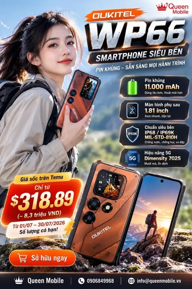 OUKITEL WP66 mở bán trên Temu với pin 11.000 mAh và màn hình phụ phía sau #OUKITEL #OUKITELWP66 #RuggedPhone #Smartphone