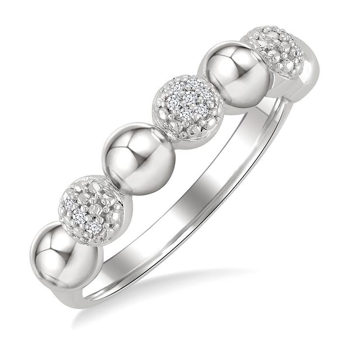 Silver Bold Bead Diamond Fashion Ring
