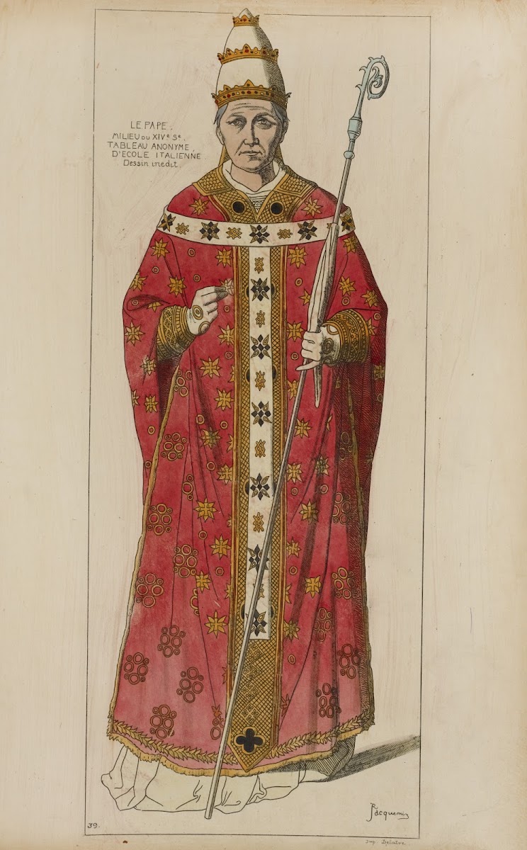 Le pape milieu du XIVe siècle tableau anonyme decole Italienne dessin inédit 186