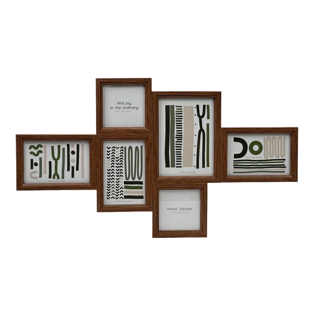 Portarretratos decorativo múltiple Concepts™ Biophilia para 6 fotografías, color café