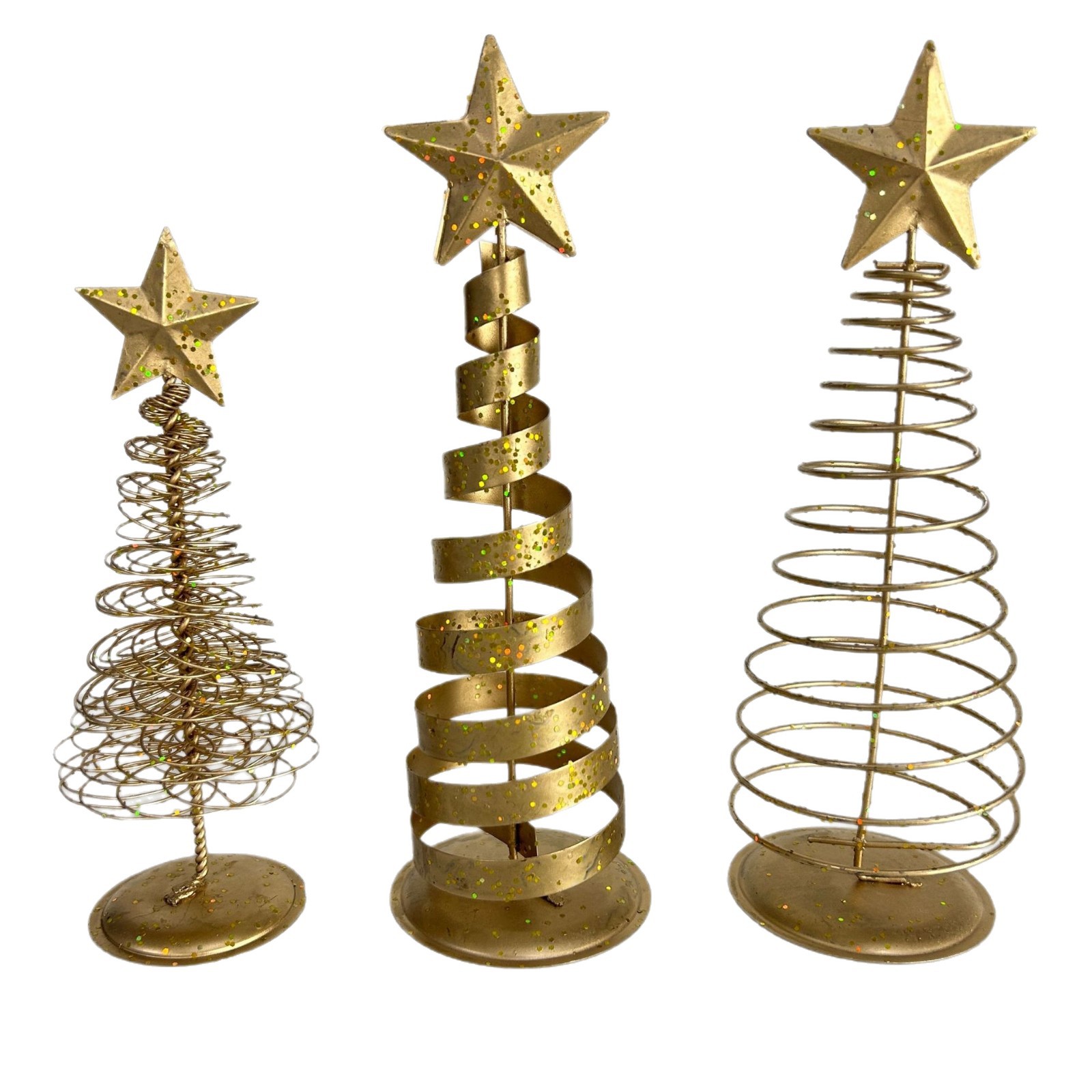 Golden Christmas Tree Set Made of Iron, 16-20 cm