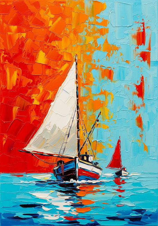 Fishing Boat Abstract Oil Paint