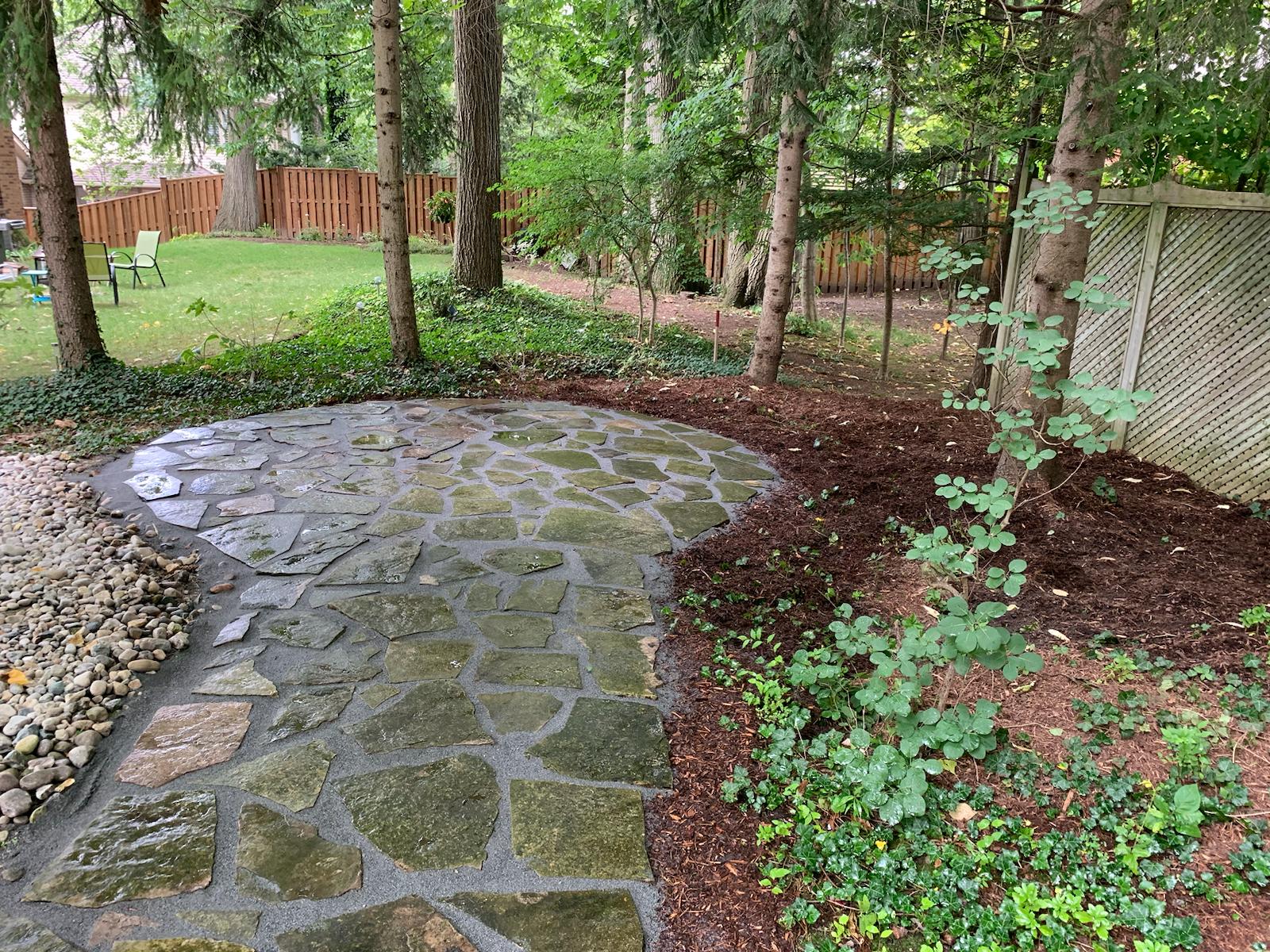 Full yard softscape and garden border design in London, Ontario