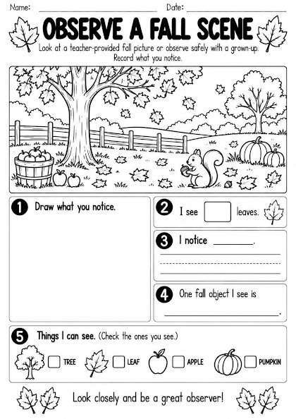 Fall Nature Observation Worksheet