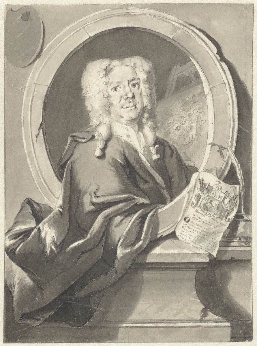Portret van Jacob Campo Weyerman in medaillon 1706 1750