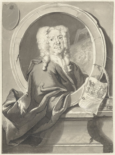 Portret van Jacob Campo Weyerman in medaillon 1706 1750