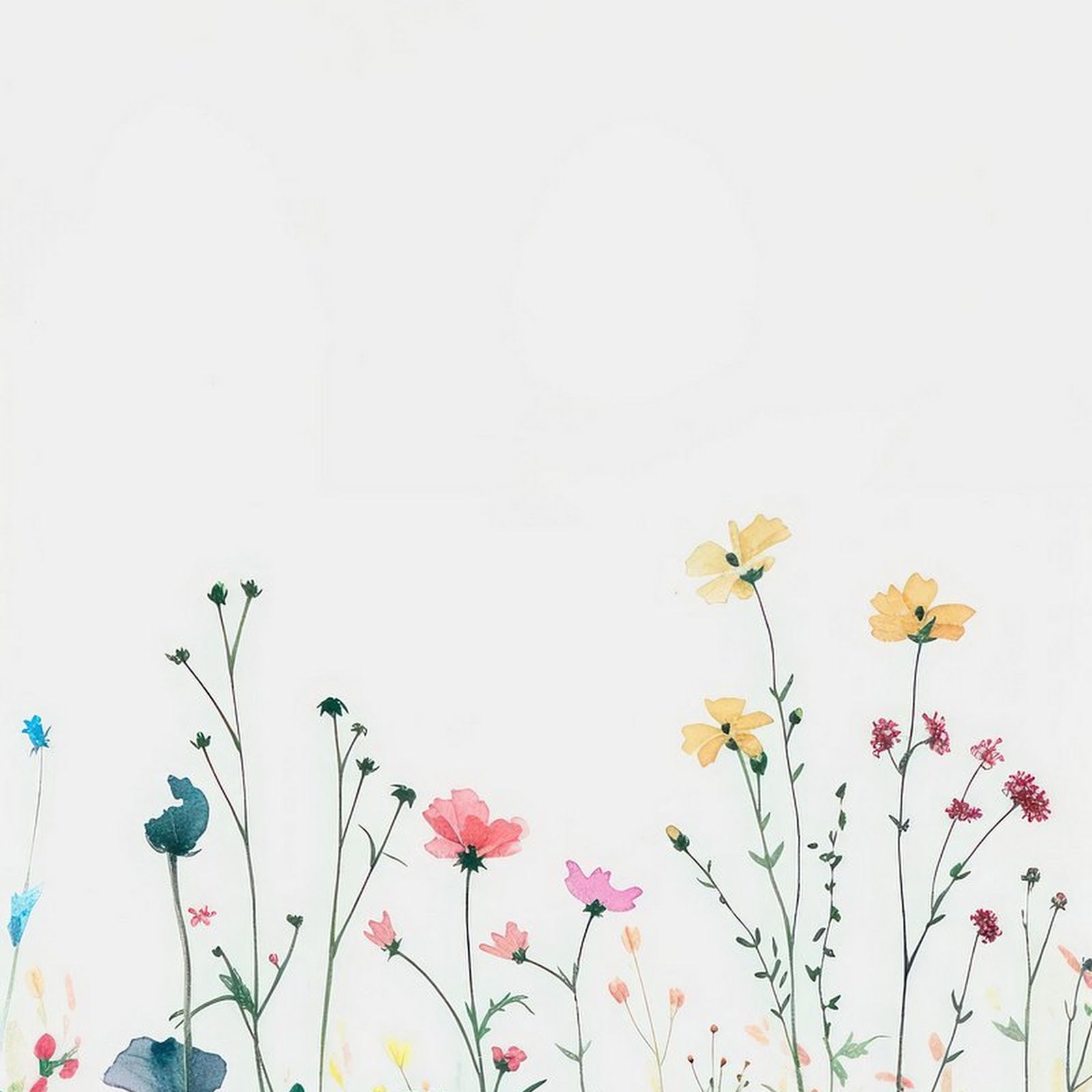 Download Watercolor Wildflower Meadow Illustration iPhone
