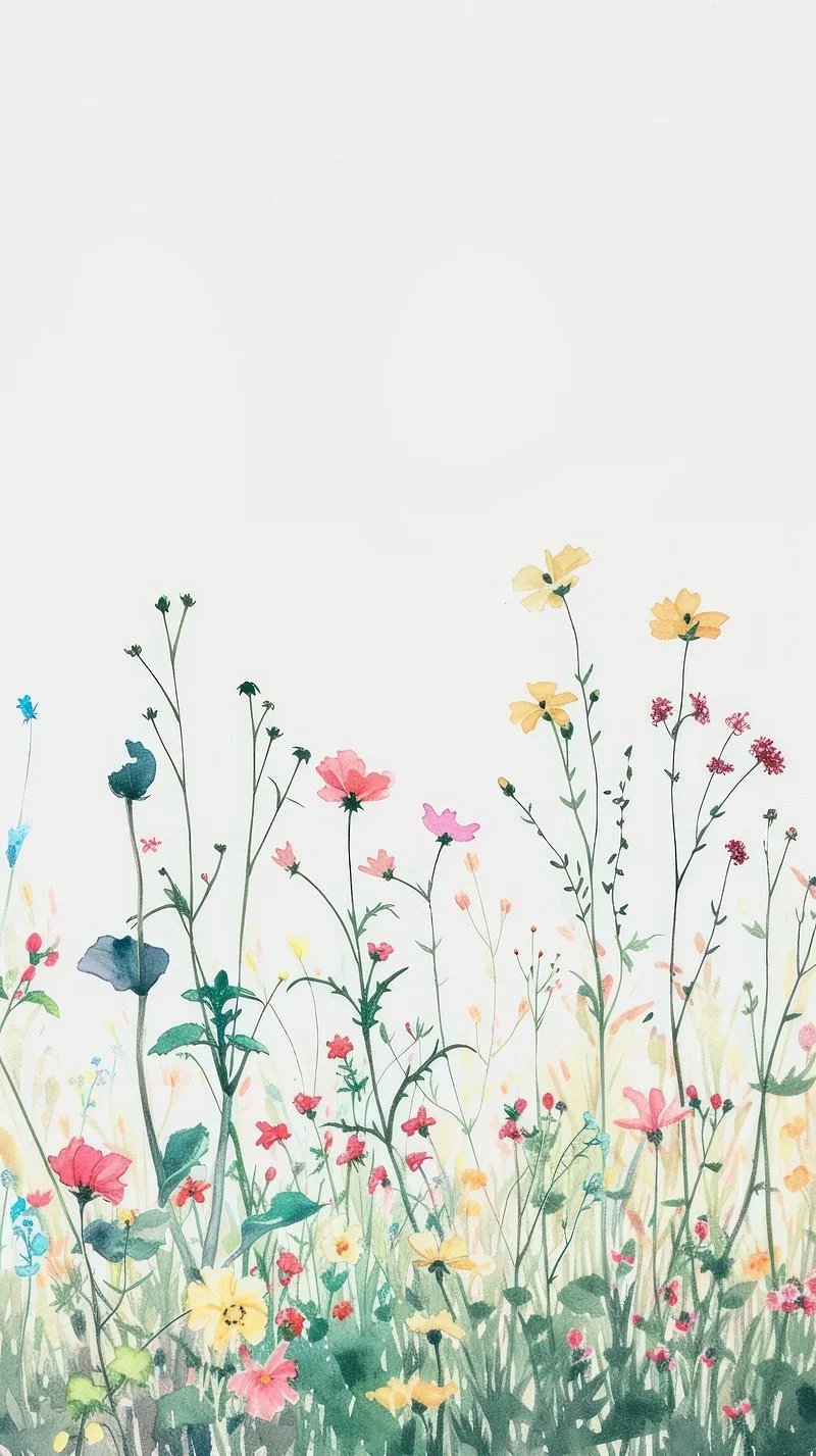 Watercolor Wildflower Meadow Illustration - Watercolor Illustration iPhone Wallpaper (800x1427)