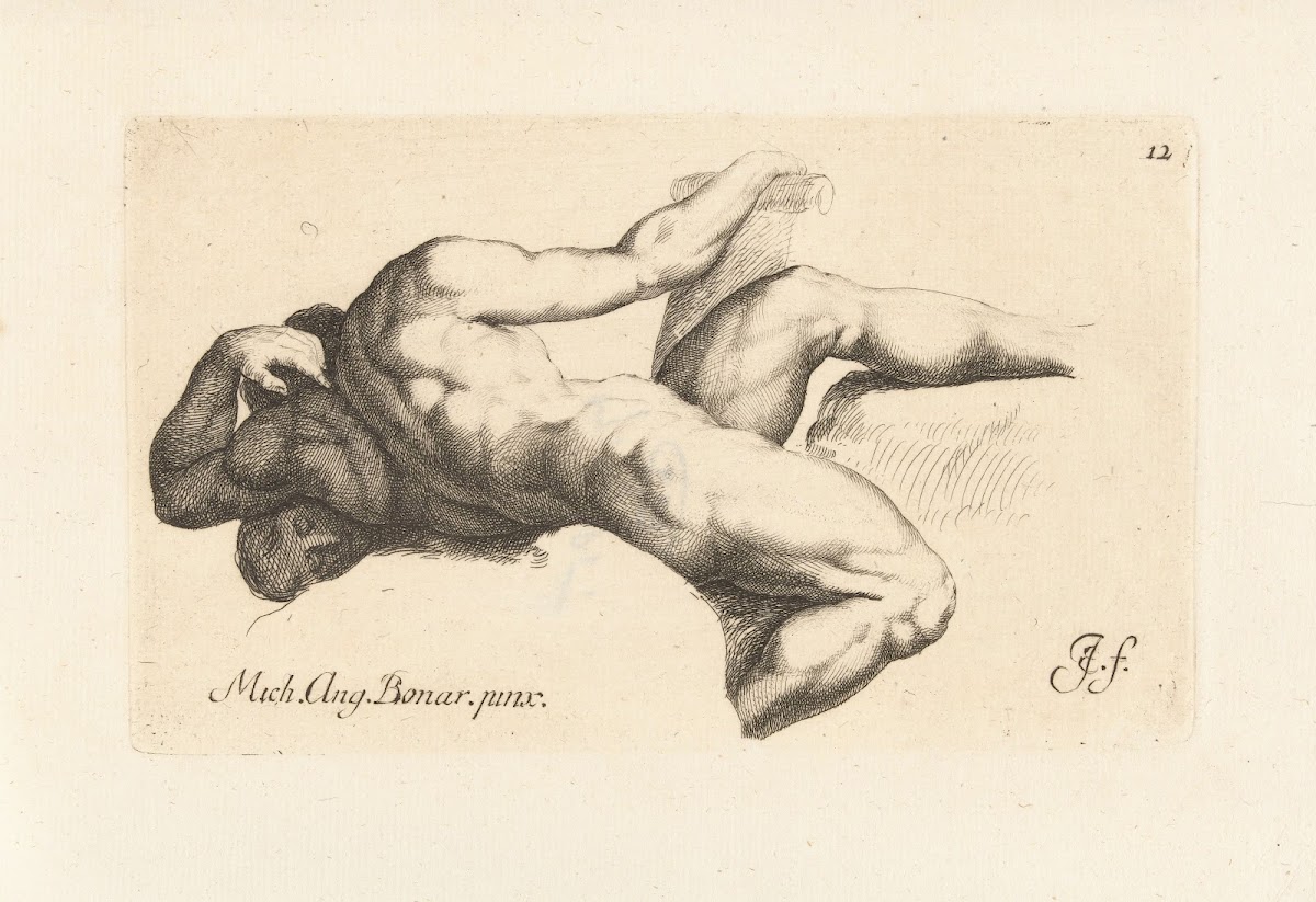 Nude man lying on his left side 1666 1671