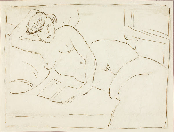 Reclining Female Nude with Book