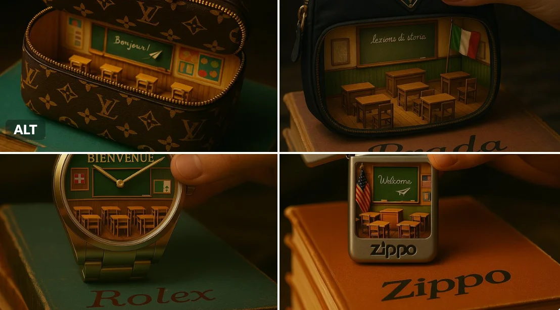 Artículo de marca vintage en un desván
