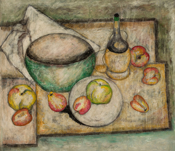 Still life with a green bowl and fruit 1918