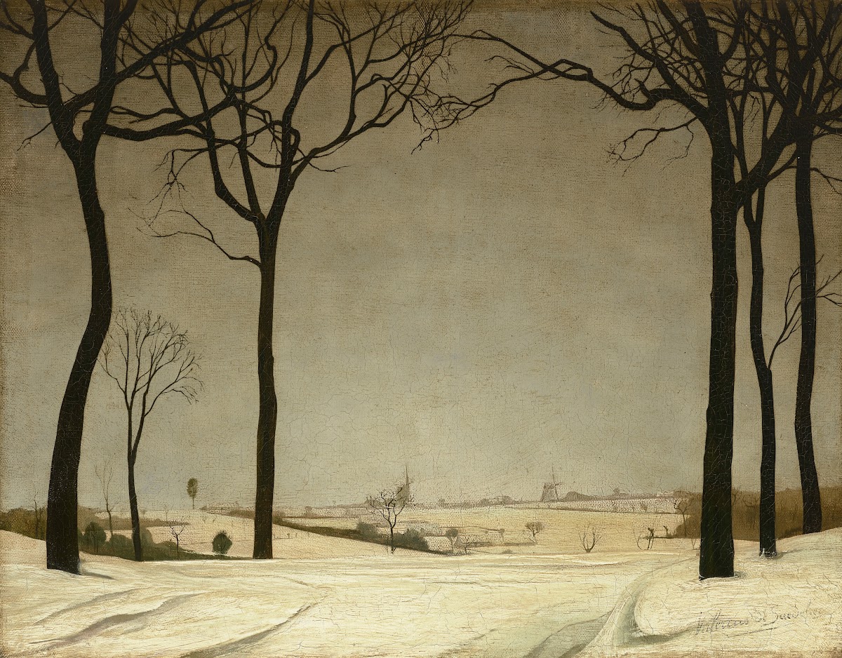 Un paysage neigeux Tiegem circa 1910