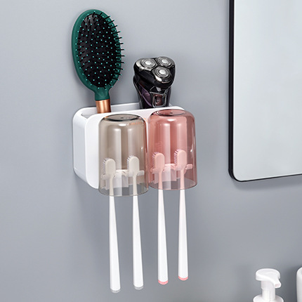 Toothbrush organizer, wall-mounted, without drilling