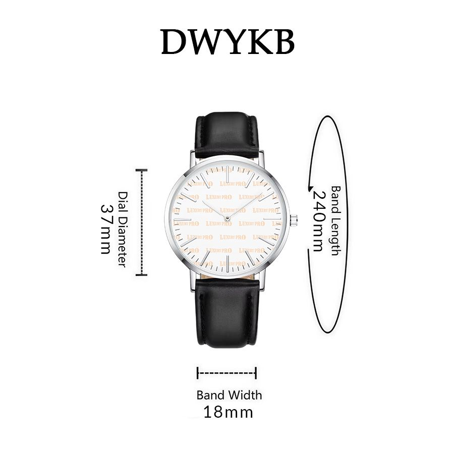 Black Stitched Leather Watch-Silver