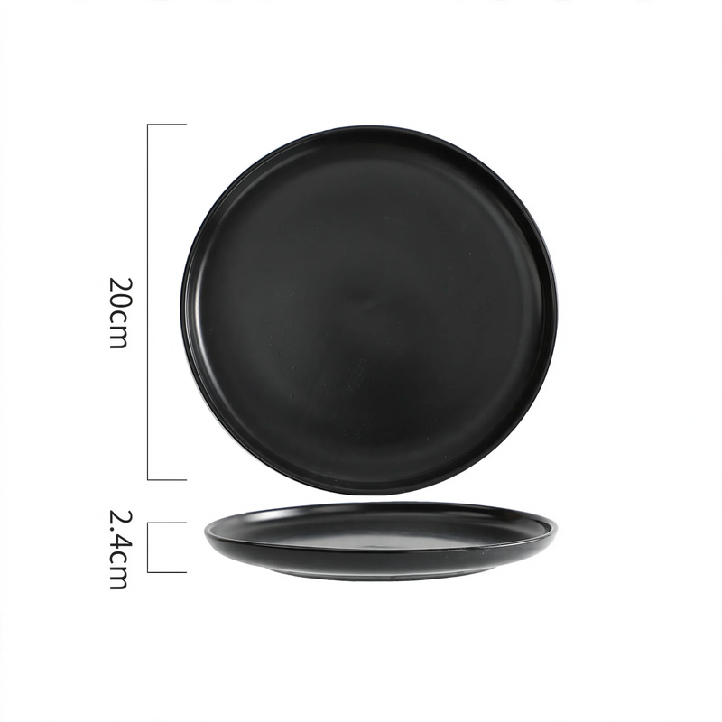 Round plastic tray, cream and black