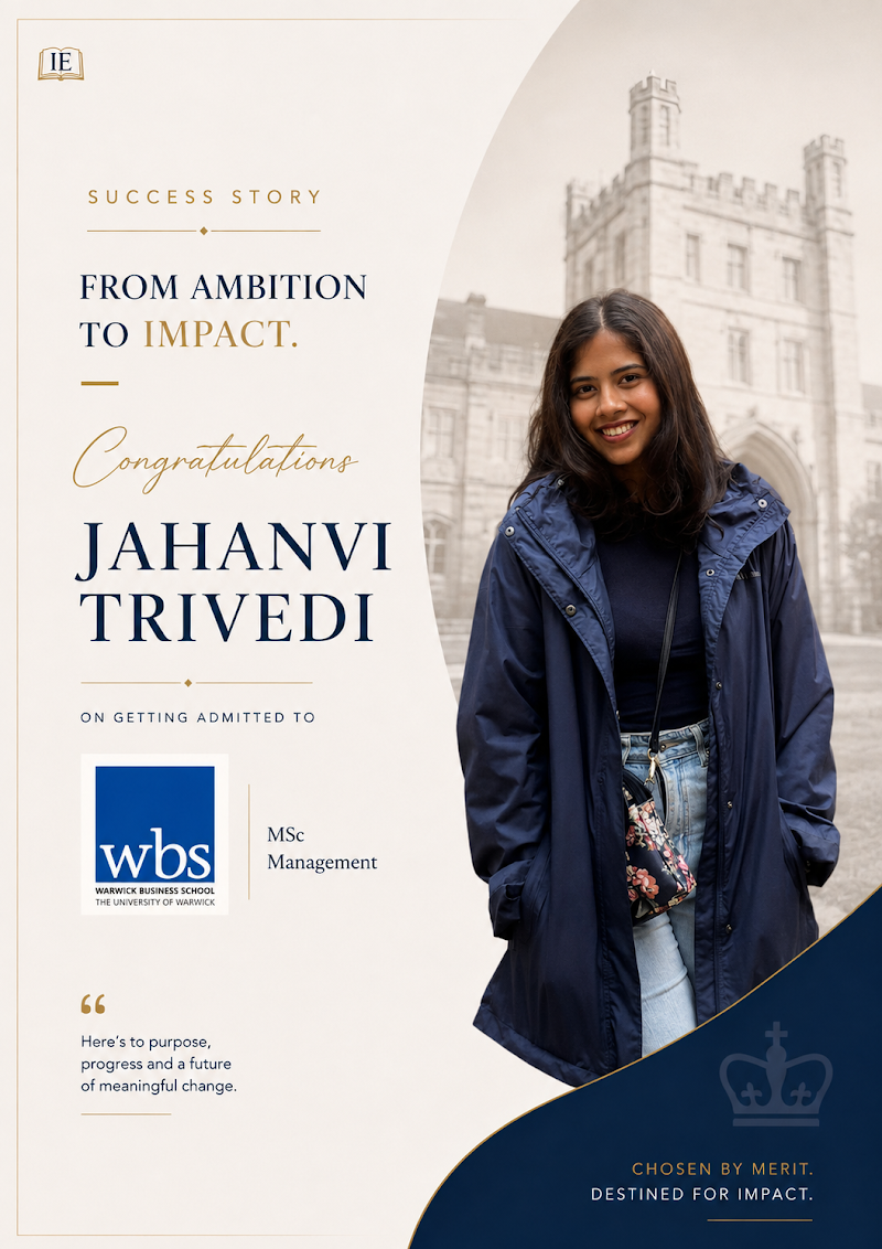 Jahanvi Trivedi — Intelligent Education admit success story