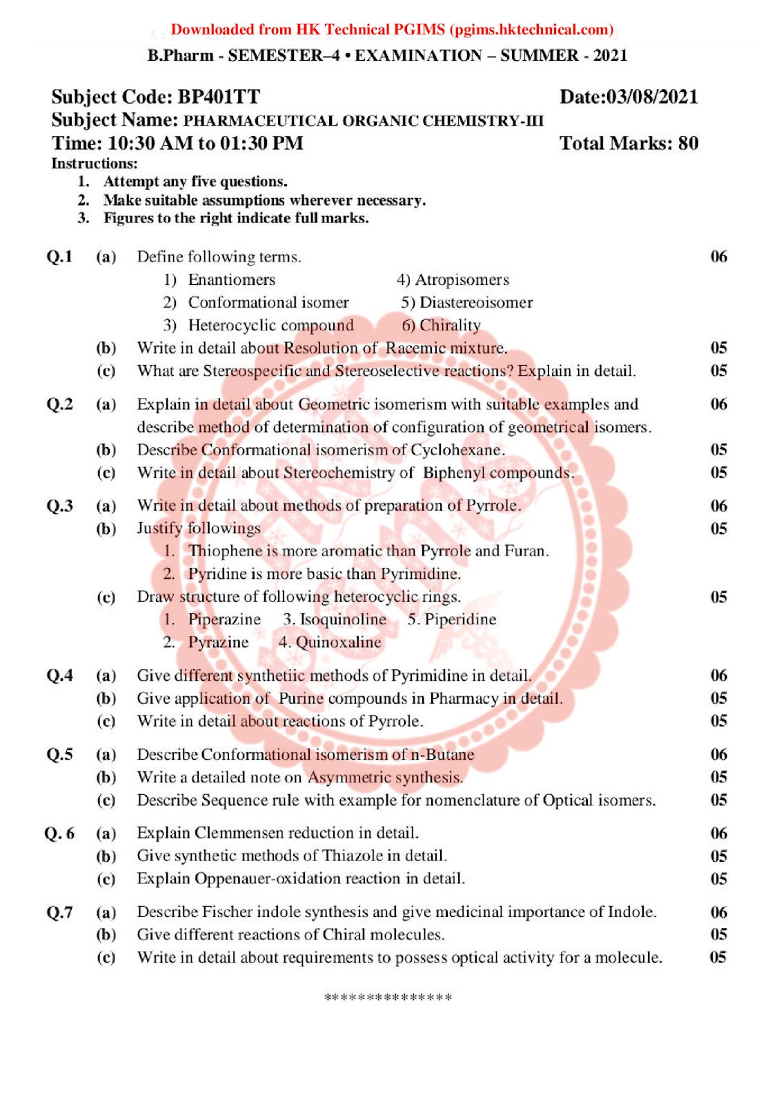 BP401T Pharmaceutical Organic Chemistry III BPharmacy 4th Semester