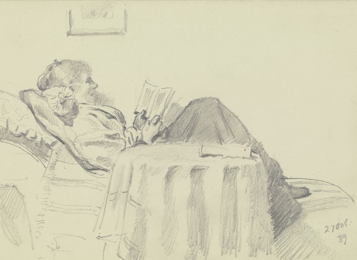 Luise Scholderer reading 1889