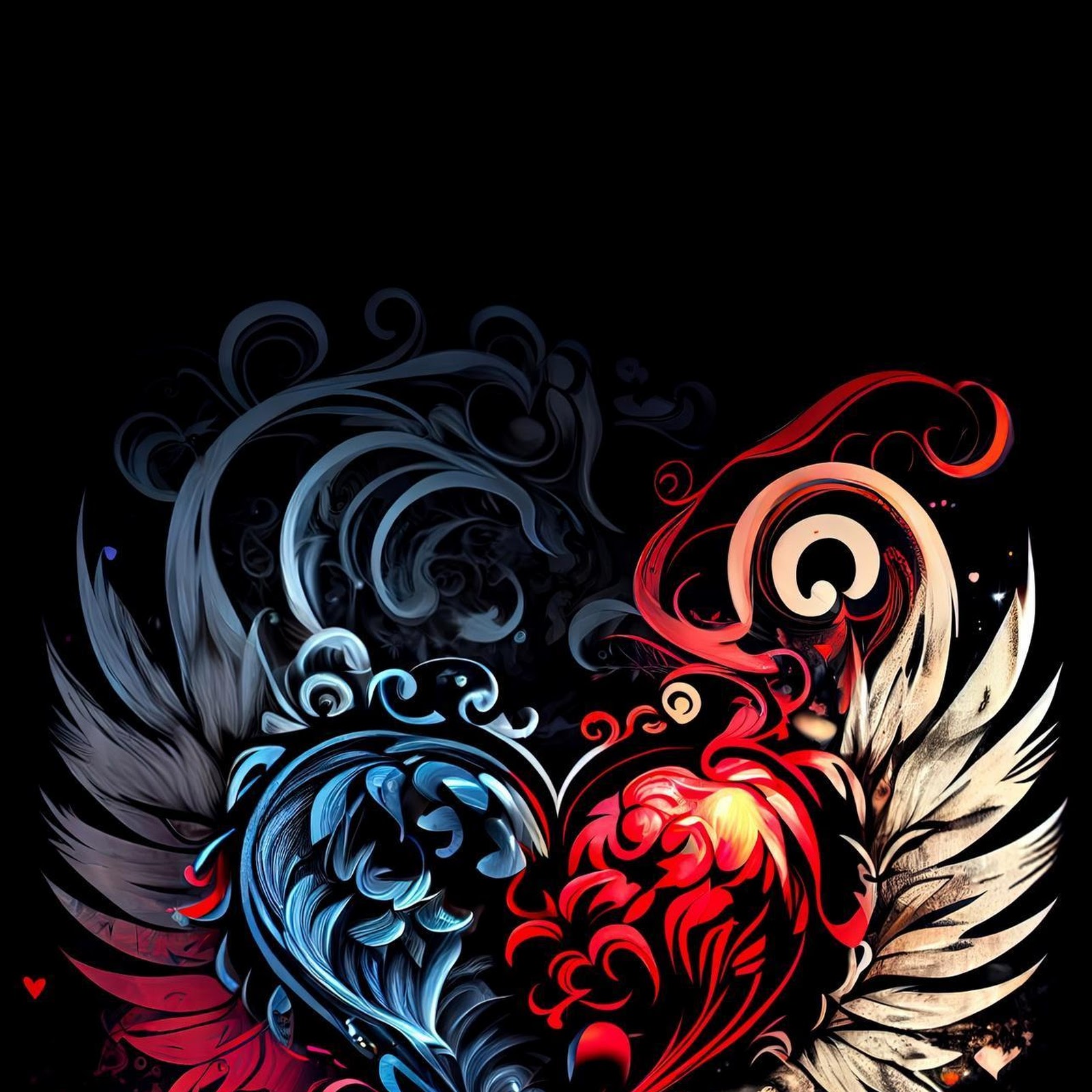 Download Ornate Red And Blue Heart Full HD iPhone