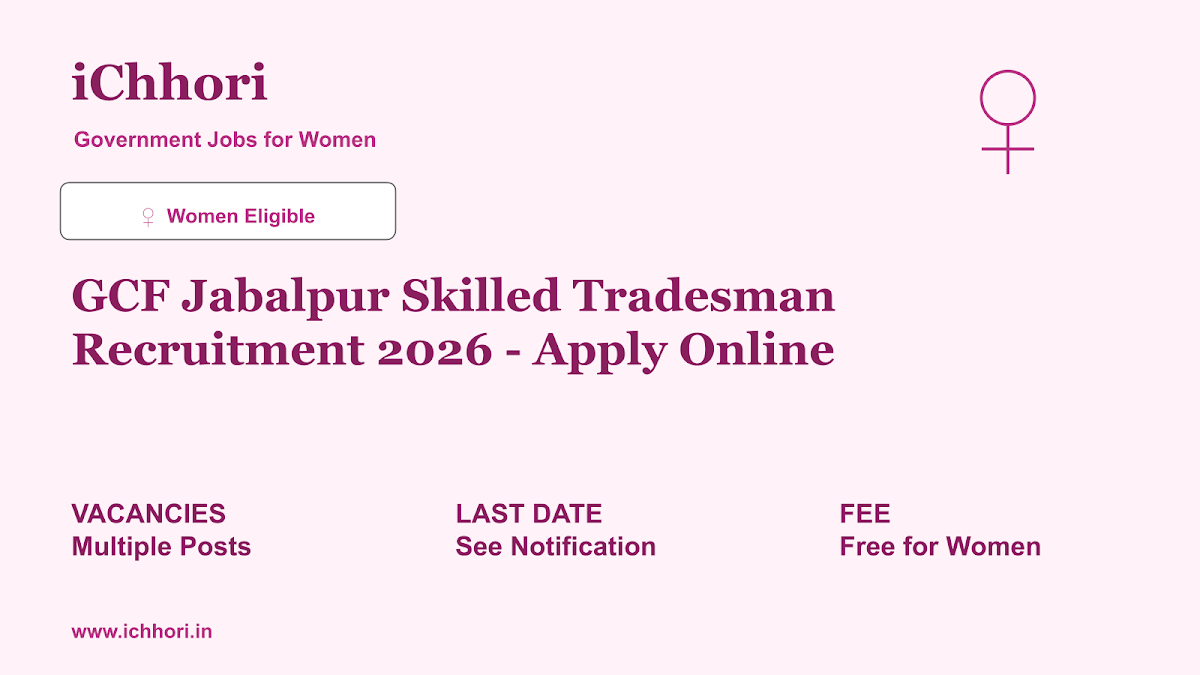 GCF Jabalpur Skilled Tradesman Recruitment 2026 - Apply Online - iChhori