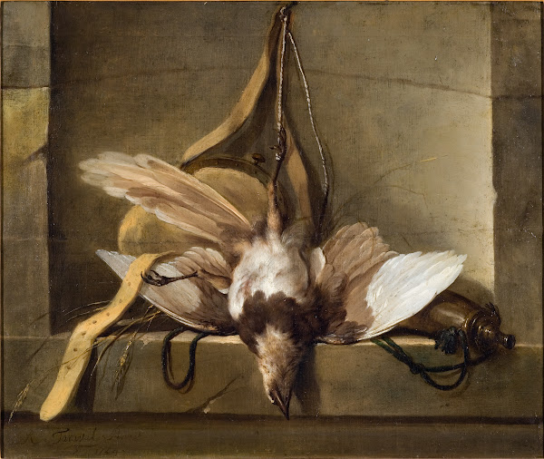 Still Life with a Dead Bird and Hunting Gear 1744