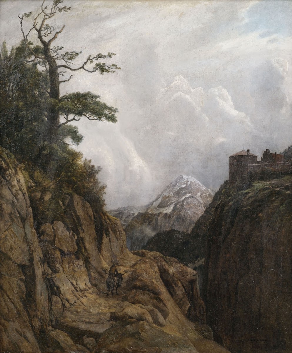 Eselreiter in Hochgebirgslandschaft