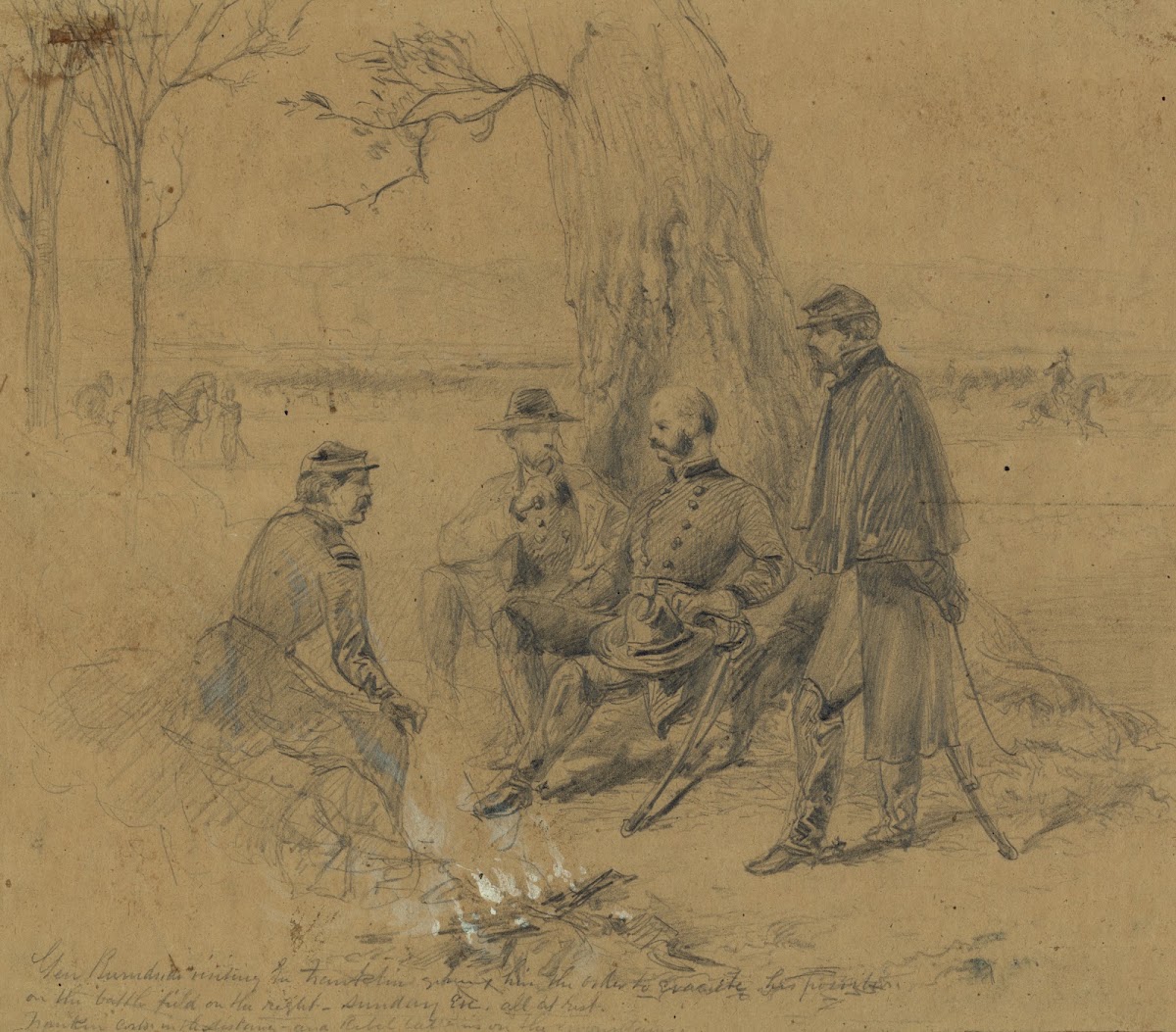 Gen Burndside visiting Gn Franklin giving him the order to evacuate his position