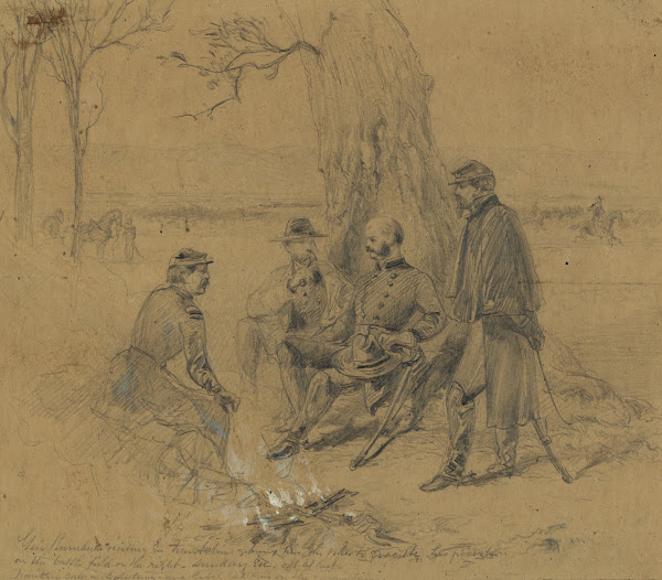 Gen Burndside visiting Gn Franklin giving him the order to evacuate his position