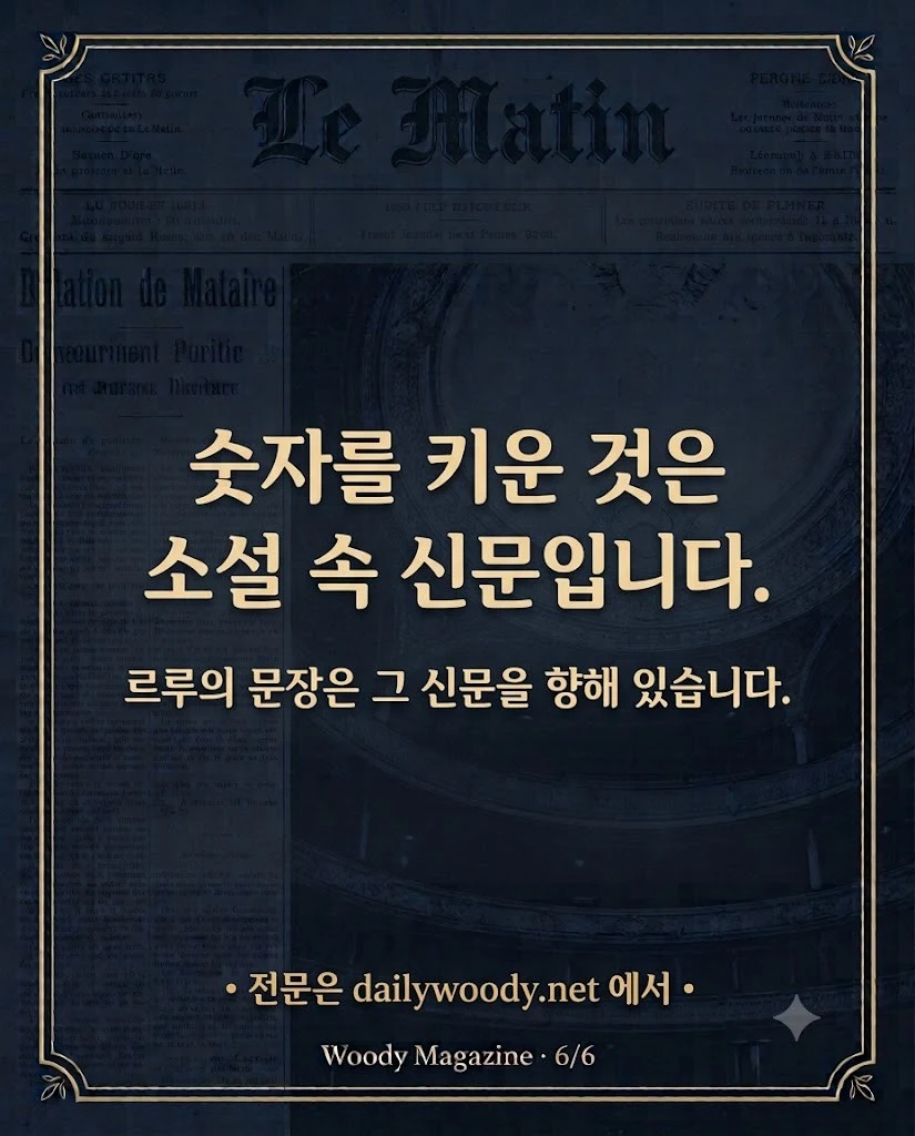 숫자를 키운 것은 소설 속 신문입니다, 르루의 문장은 그 신문을 향해 있습니다 (카드 6/6)
