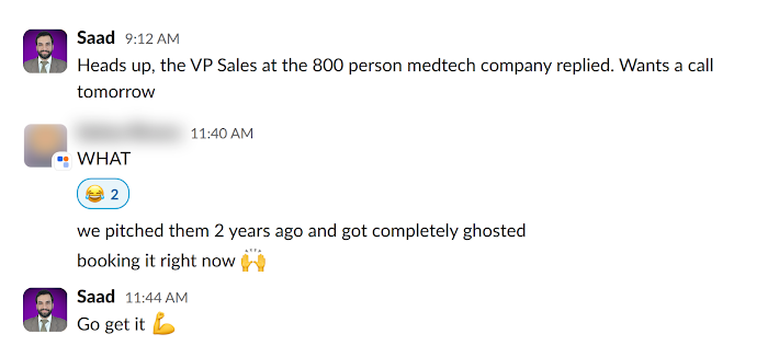 Client message in Slack